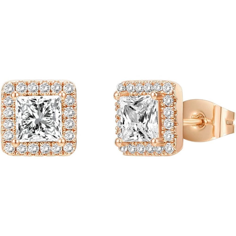 14K Rose Gold Diamond Earrings